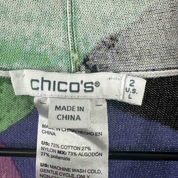 Chicos Summer Romance Tropical Midi Cardigan Womens L Colorful Open Beach - Picture 3 of 7